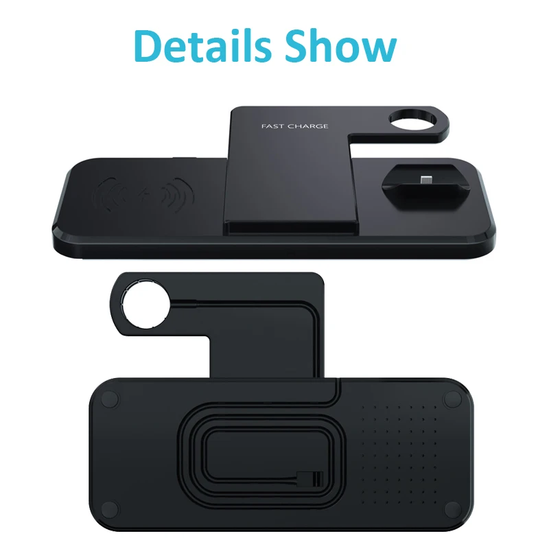 

15W Foldable 4 in 1 Qi Fast Wireless Charger Stand for iPhone 12 11 X XR iWatch 5 4 3 Fast Charging Dock Station for AirPods Pro