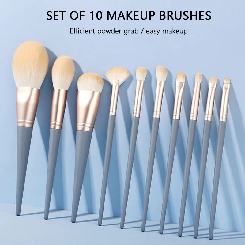

10 Makeup Brushes Set Professional Loose Powder Brush Blush Eye Shadow Mixed Eyeliner Eyelash Eyebrow Makeup Beauty Makeup Brush