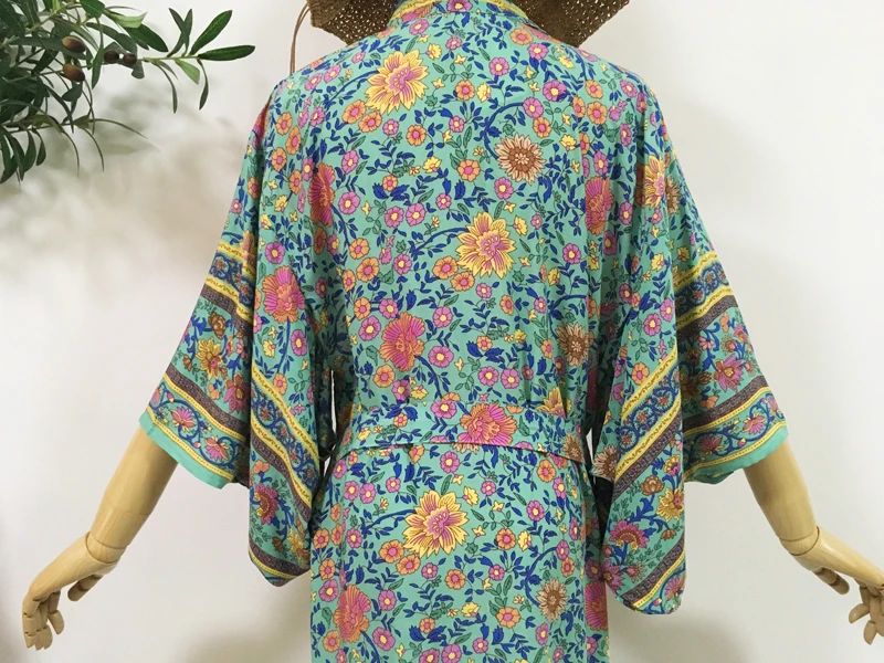 

GypsyLady Floral Vintage Long Kimono Blouse Top Boho Summer Cardigan Wrapped Women Hippie Bikini Cover Loose Holiday Beach Tops