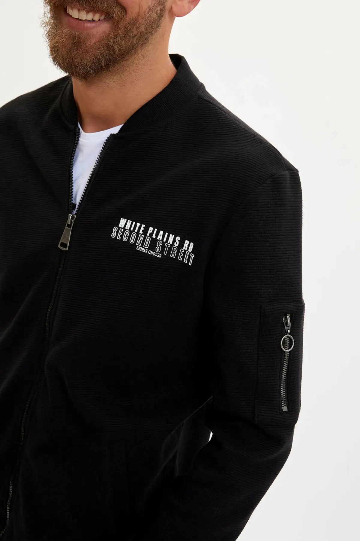 DeFacto Мужская модная однотонная куртка на молнии мужская повседневная