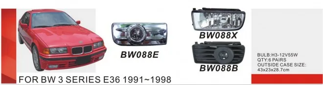 

Qirun fog lamp assembly lights+covers+wires+switch for BMW 3 series E36 1991-1998