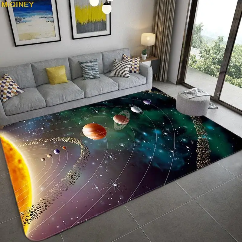 

3D коврик для пола с изображением космоса, Вселенной, планеты, фланелевый мягкий ковер большого размера для спальни, гостиной, детский коврик...