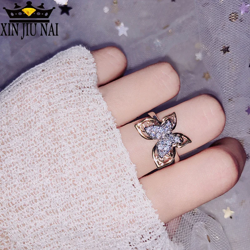 Женское и мужское Винтажное кольцо с бриллиантами перфорацией бабочкой|Кольца| |