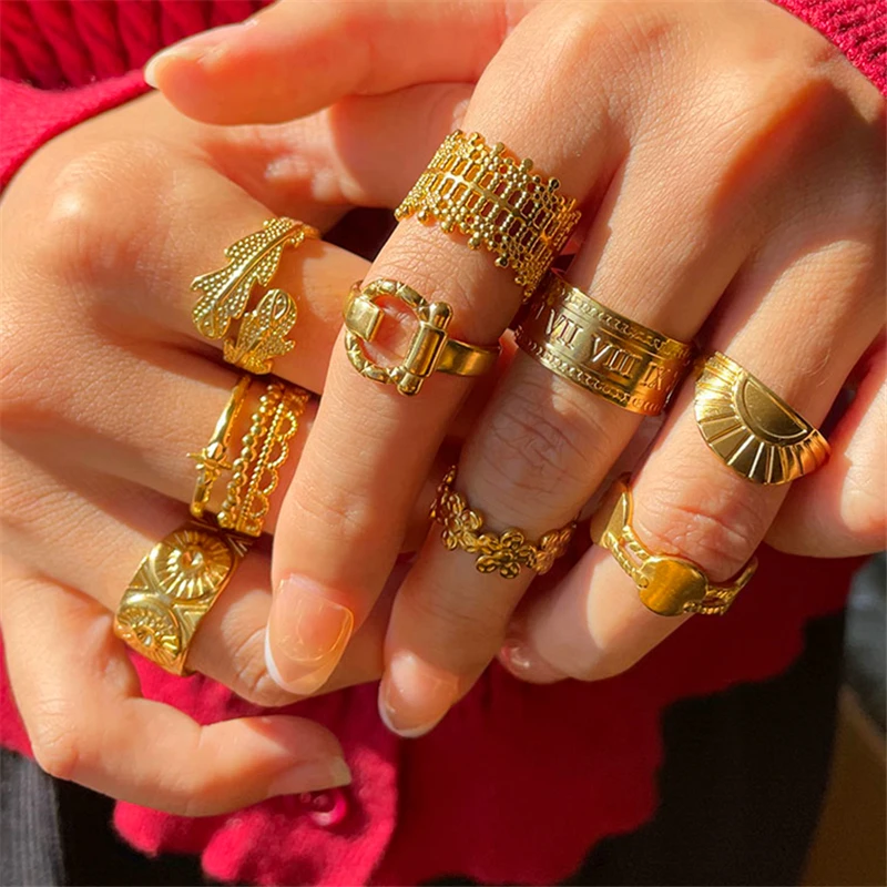 

Винтажный Золотой цвет, титановая сталь, Геометрическая полка, фотоэлемент из нержавеющей стали, фотоэлемент для пальцев, 2021