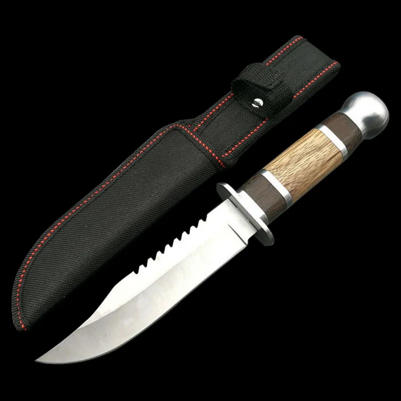 A (Nylon Sheath) Mengoing открытый охотничий выживания деревянная ручка ножа тактические армейские ножи с фиксированным лезвием кожа/нейлоновая оболочка - Цвет: A (Nylon Sheath)