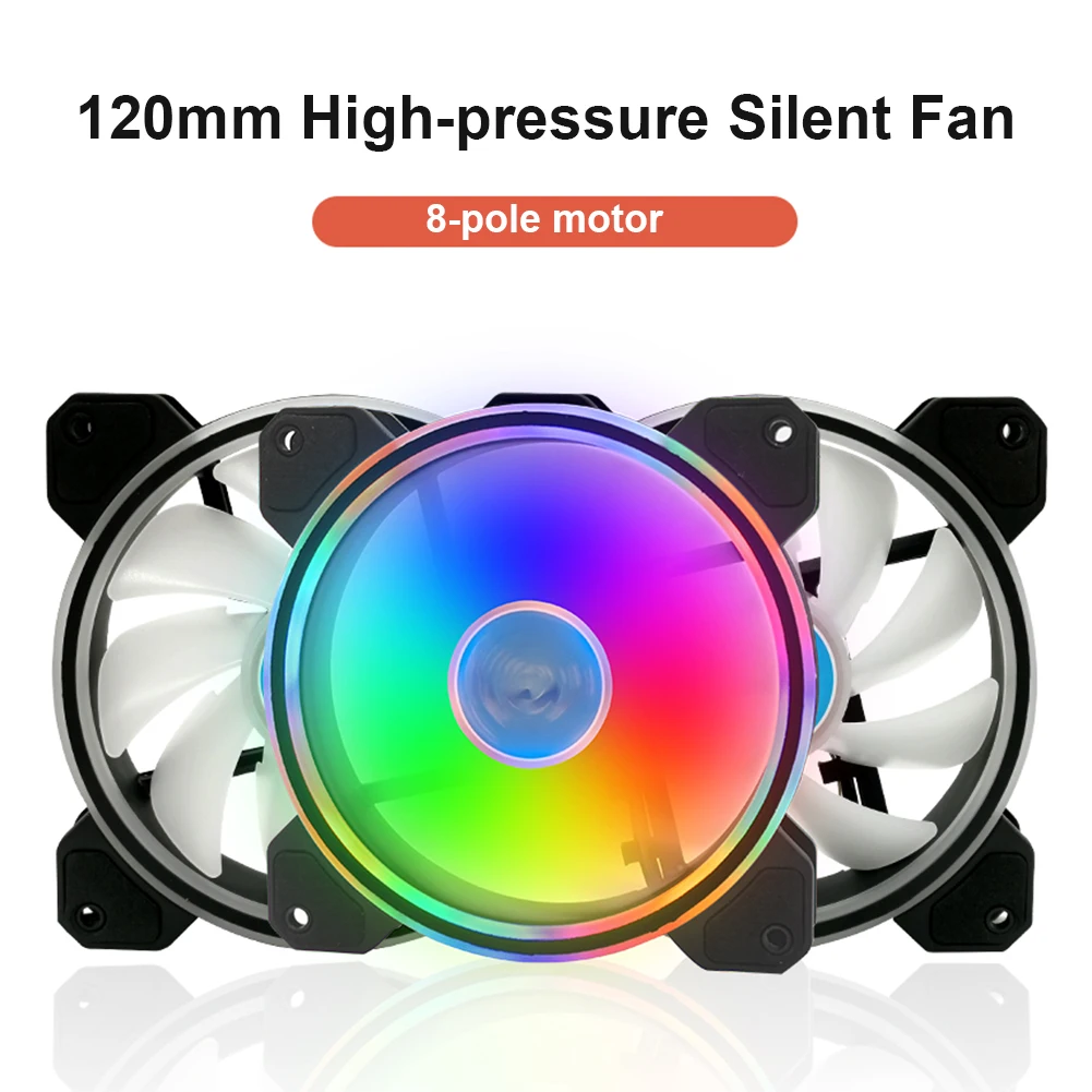 

Computer Host Fan Cooling Fan Desktop RGB CPU Water Cooler 240mm Radiator Dual 120mm Fans for POLAR ICEFLOW 240 AIO