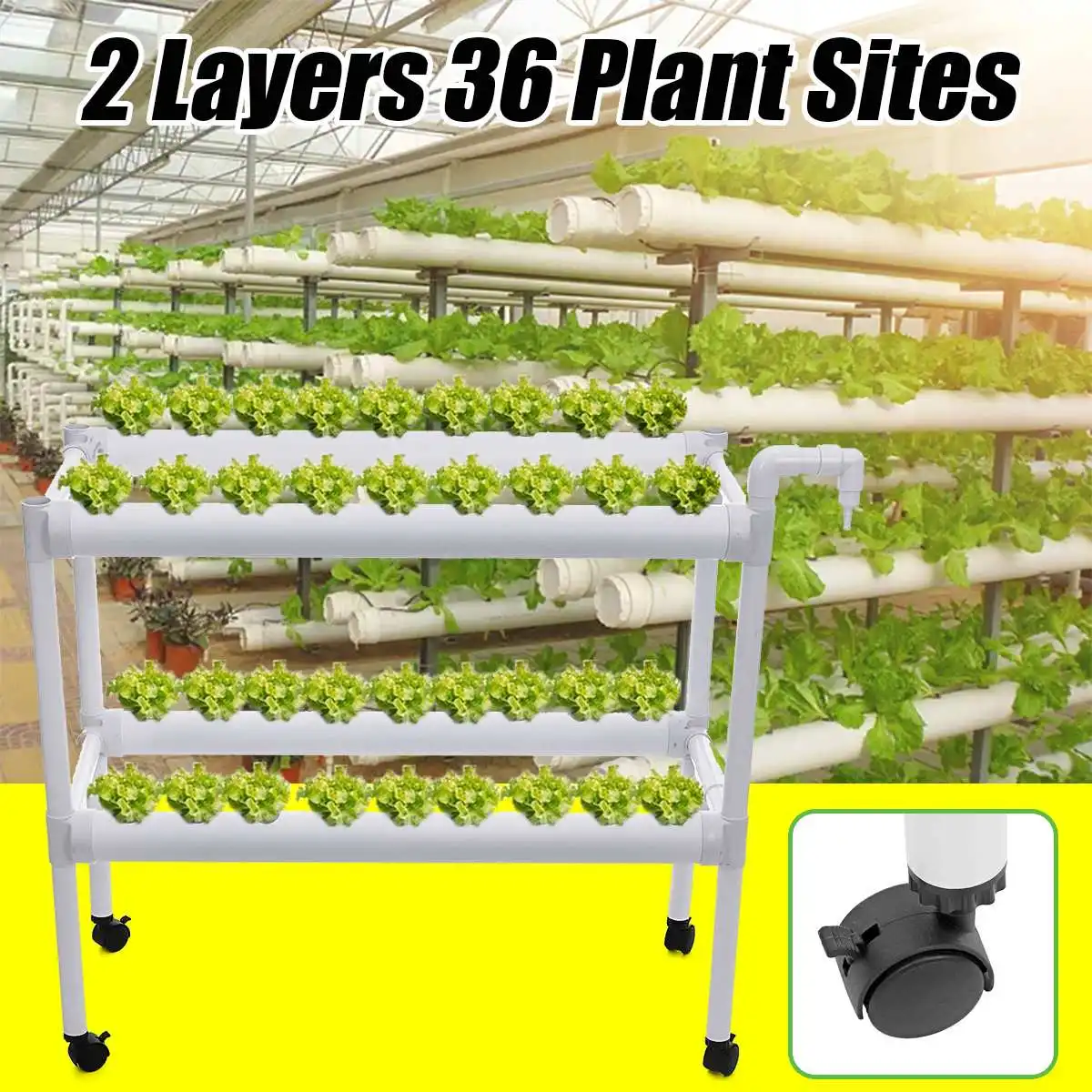 

36 Holes Hydroponic Piping Site Grow Kit Deep Water Culture Planting Box Gardening System Nursery Pot Hydroponic Rack 220V