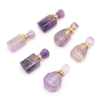 fashion ladies pendant natural stone amethyst perfume bottle pendant for jewelry making charms diy necklace accessories