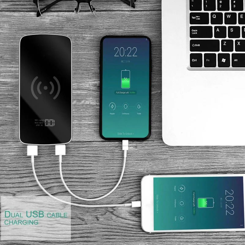 30000 мАч QI Беспроводное зарядное устройство power Bank для iPhone X XS samsung S9 S8 Xiaomi 2 USB зарядное устройство беспроводной внешний аккумулятор