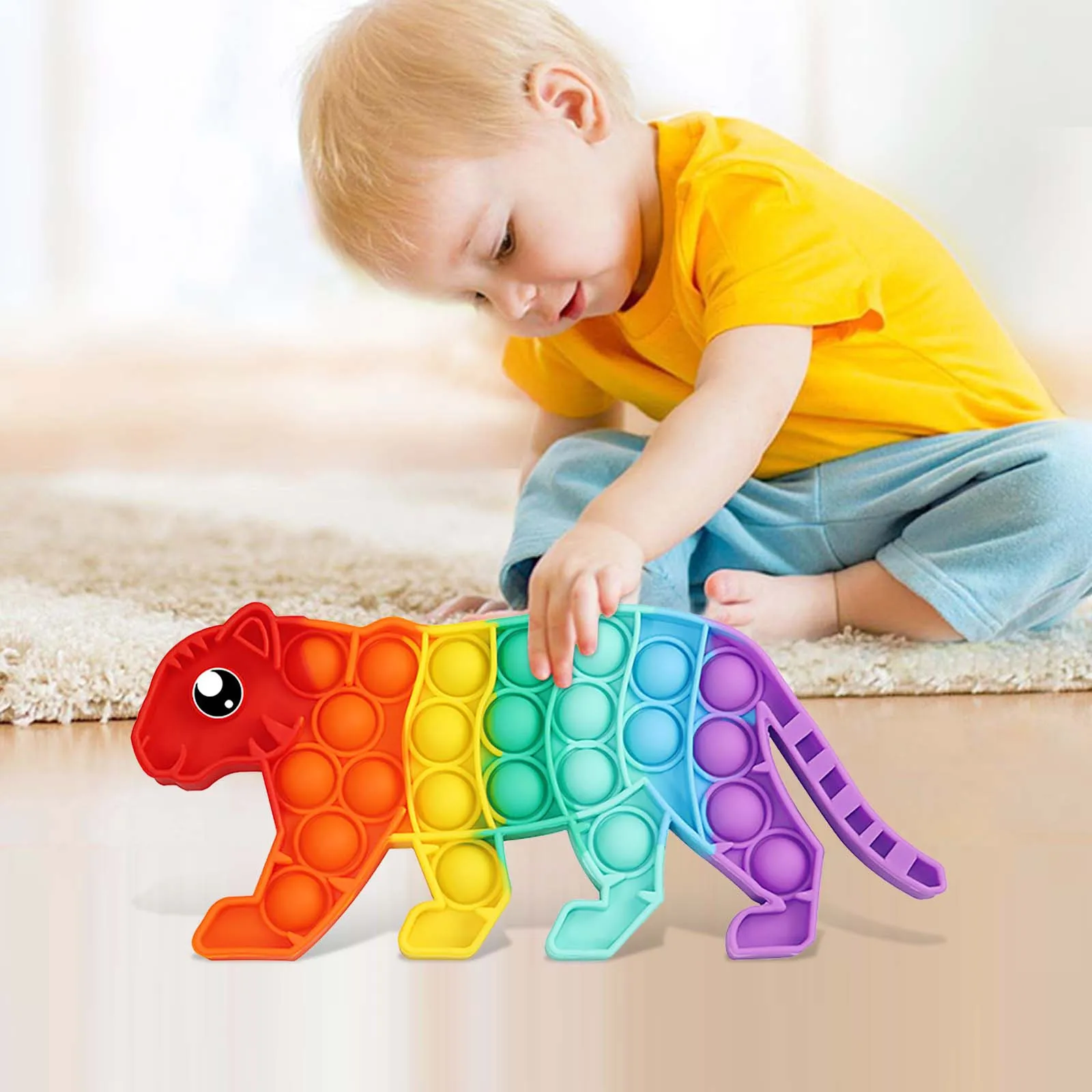 Пузырьковая игрушка-антистресс радужная форма леопарда игрушки-антистресс