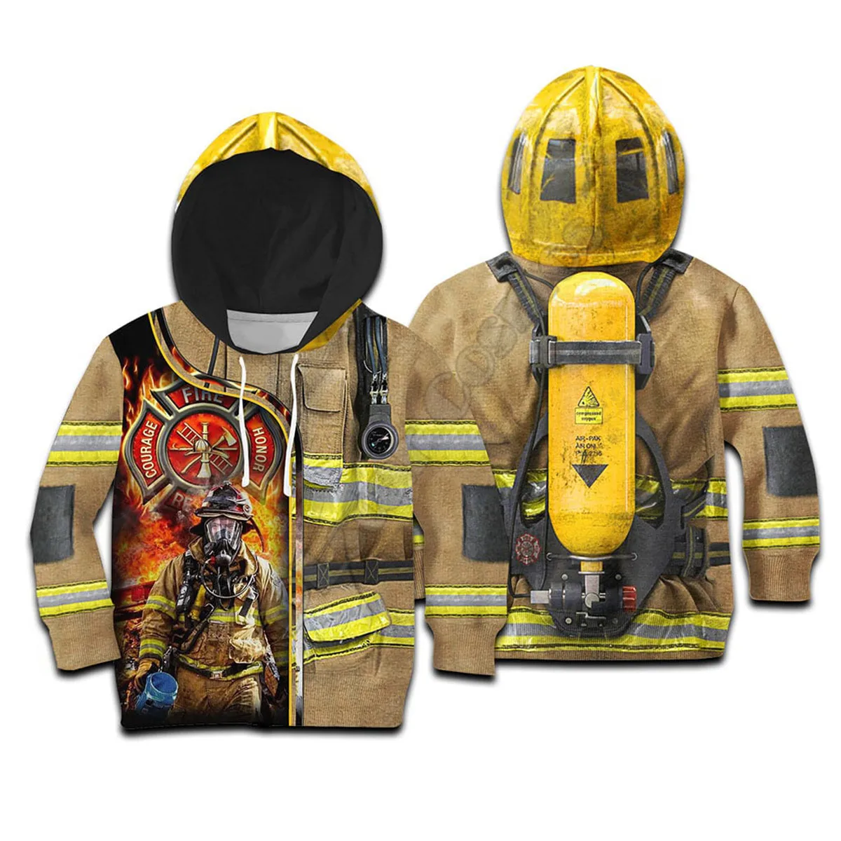 FireFighter Printed Hoodies Kids Pullover Sweatshirt Tracksuit Jacket T Shirts Boy Girl Funny Cosplay Costumes Apparel