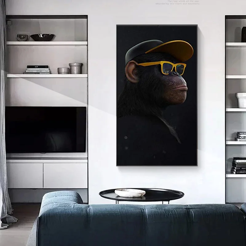 Картина на холсте с изображением милой обезьяны плакаты и принты искусство