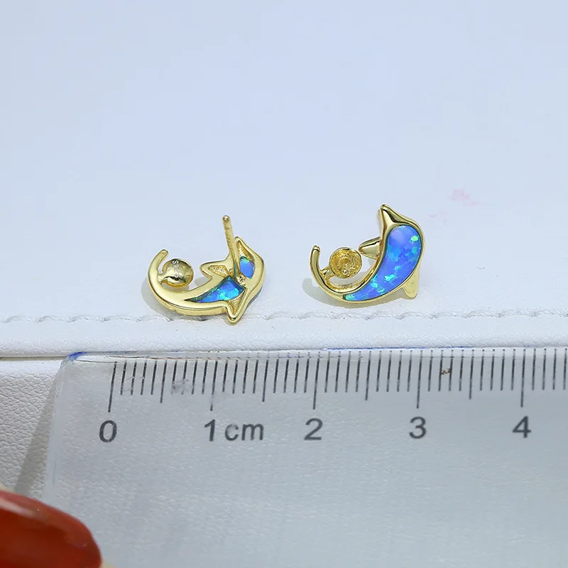 925 серебряные синие серьги с дельфином ручной работы жемчужные