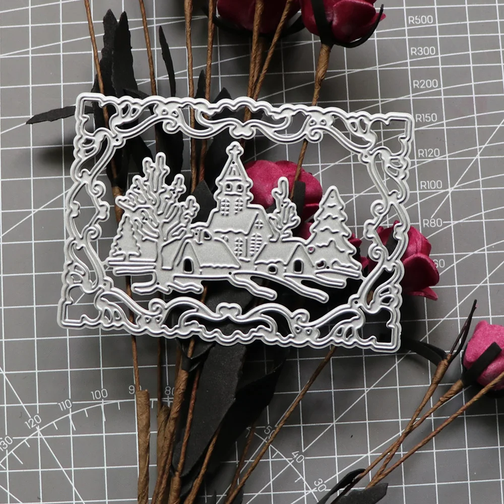 

Замок дом дерево кружевная рамка металлические режущие штампы трафареты вырезанные для DIY Скрапбукинг альбом бумажные карты тиснение