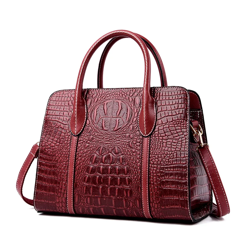 Brand luxury handbags women bags designer crocodile pattern lady handbag fashion shoulder crossbody bags for women tote bag - Цвет: Red
