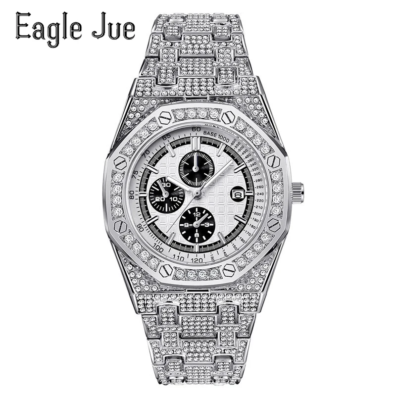 

2021 new men's quartz luxury brand hip-hop diamond alloy date ladies fashion watch business watch gift watch
