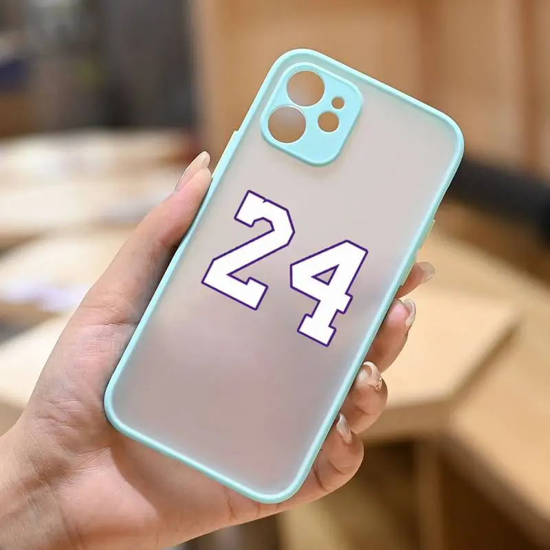 

Basketball Player Number 8 24 Phone Case Blue Transparent Matte For IPhone 7 8 11 12 S Mini Pro X XS XR MAX Plus Cover Shell