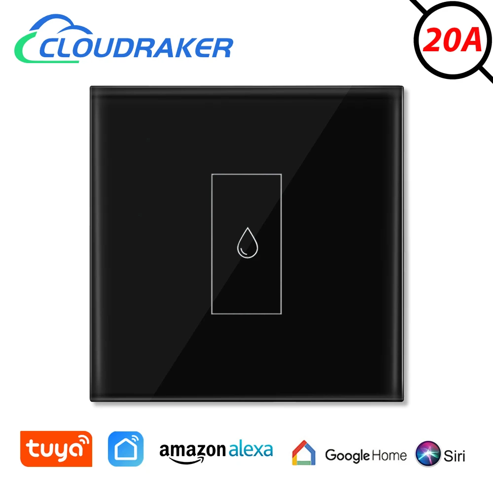 Умный выключатель Tuya с Wi-Fi черный автоматический для бойлера электрического