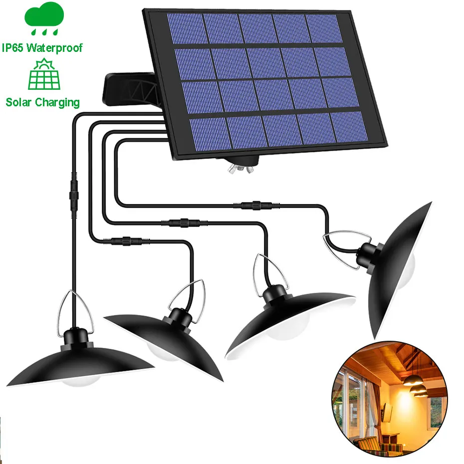 Водонепроницаемый уличный подвесной светильник на солнечной батарее для