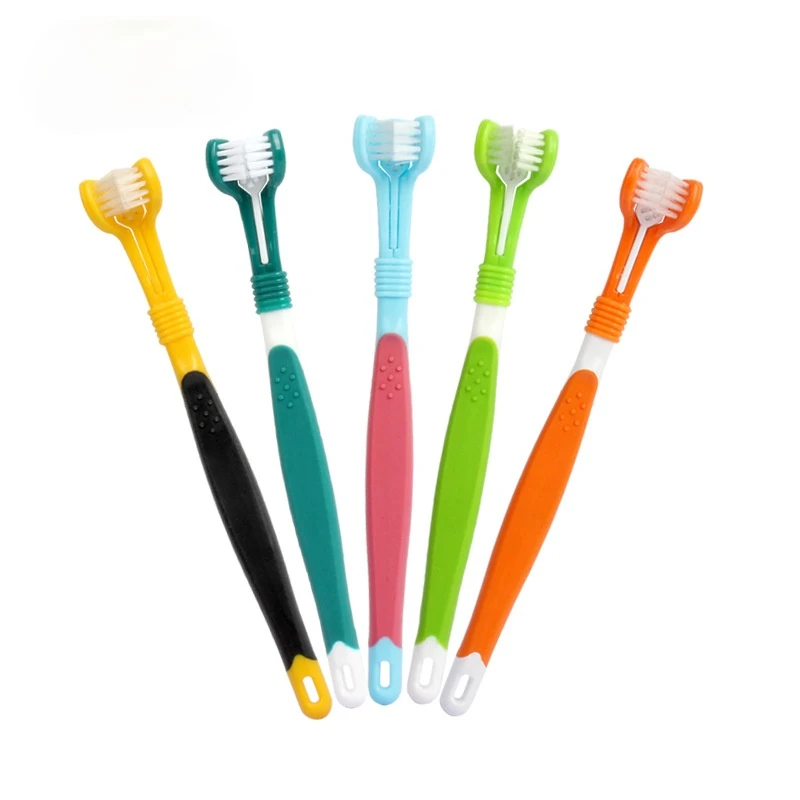 

Three-Head Pet Toothbrush Multi-Angle Brushing And Cleaning Teeth Addition Bad Breath Tartar Teeth Care Dog Cat Cleaning Mouth