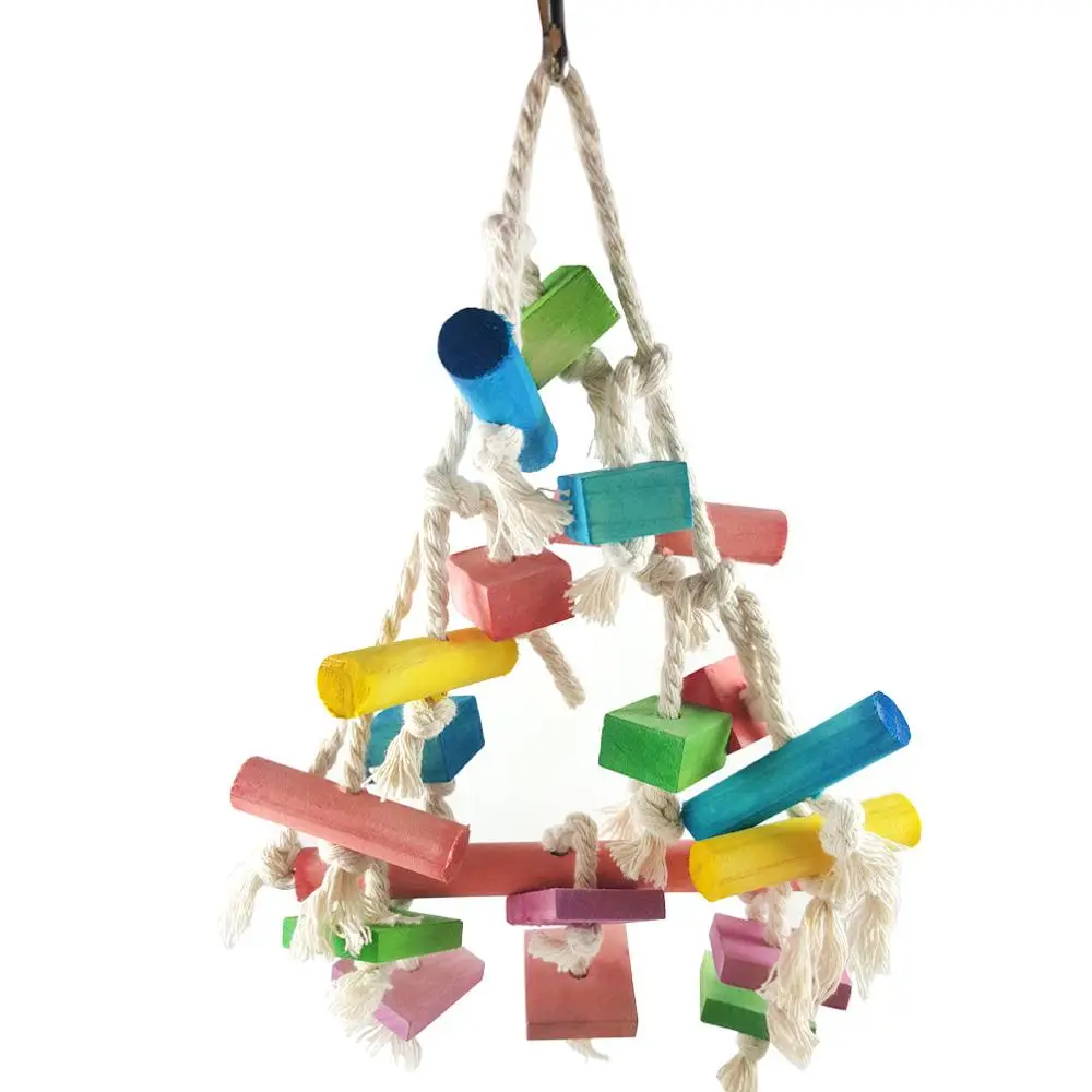 Parrot colorful wooden bite toy climbing bird net parrot pet supplies birdcage accessories |