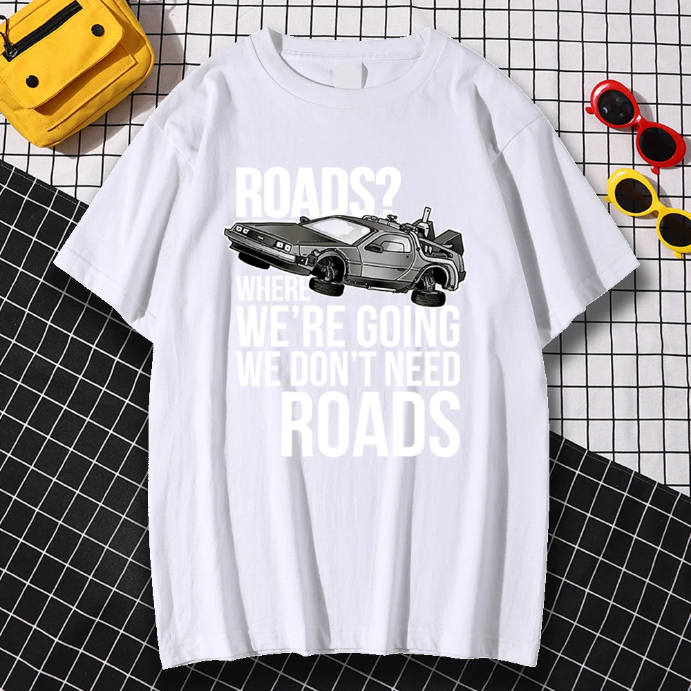 

Fashion Hoody Roads Where We're Going We Don't Need Roads Men Hoodie Pullover Hip Hop Oversize Sweatshirt O-Neck Tops Tees