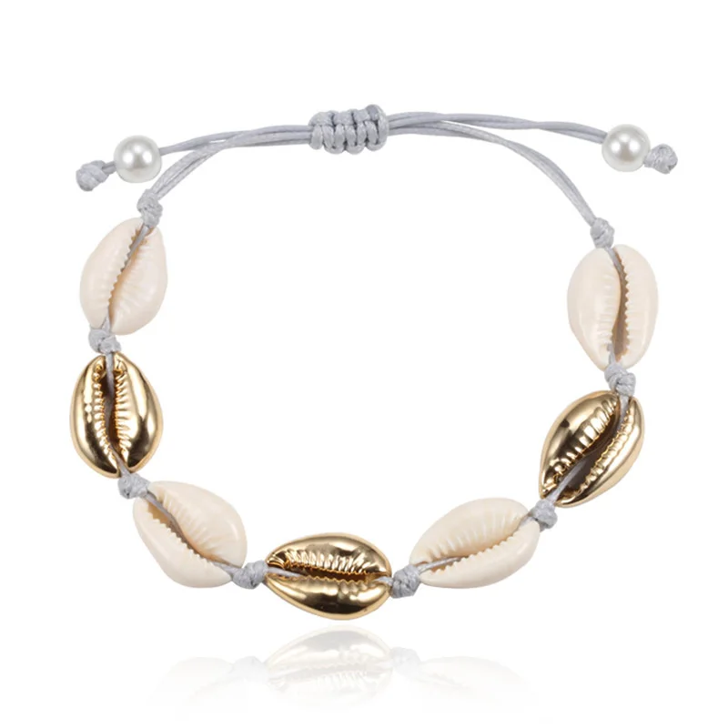 Женский браслет на ногу с ракушками ручной работы из натуральной ракушки летняя