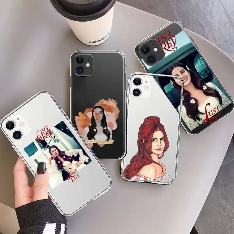 

lana del rey American singer Phone Case Transparent for iPhone 7 8 11 12 13 mini pro X XS XR MAX Plus