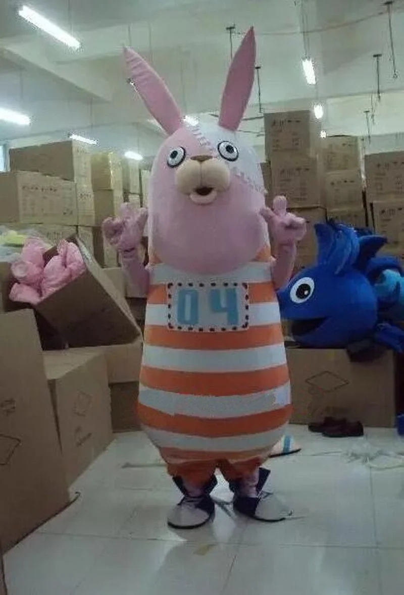 

Easter Prison Break Rabbit Mascot Costume Suits Cosplay Party Game Dress Outfits Cartoon Clothing Promotion Carnival Halloween
