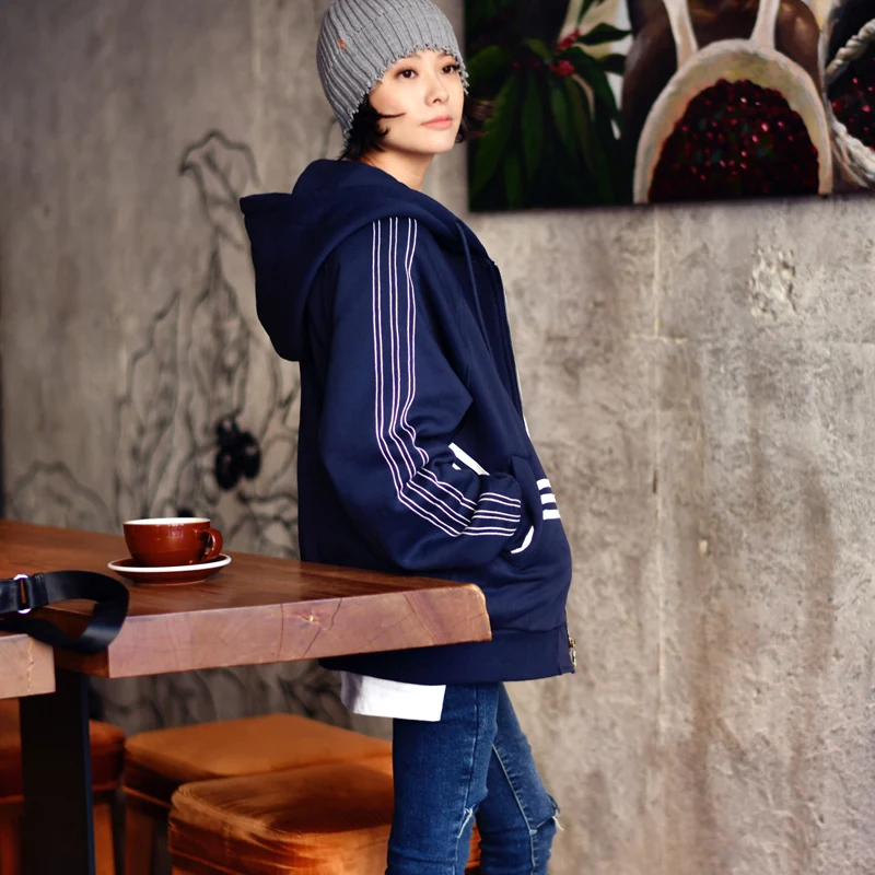 MICOCO W8220 Корейская версия с капюшоном на молнии рукав летучая мышь уменьшение