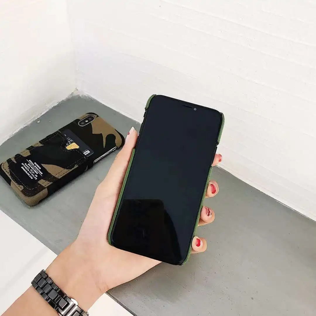 Классный кошелек для телефона чехол iPhone 6 6Plus 6s Plus 7 7Plus 8 8Plus X камуфляжная оливковая