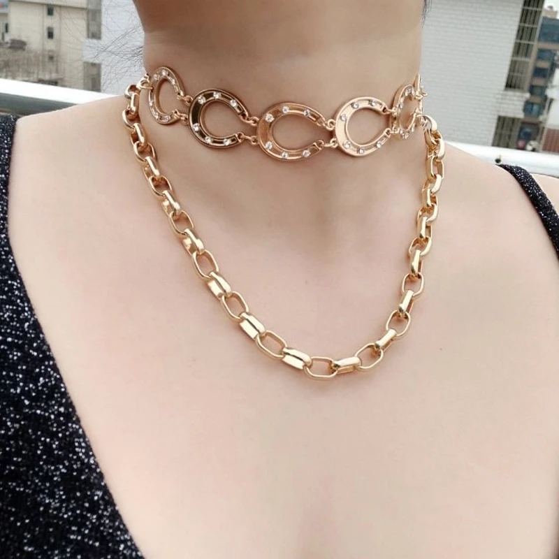 Hzew золото цвет подкова большая цепочка ожерелье лошадь любовник ожерелья