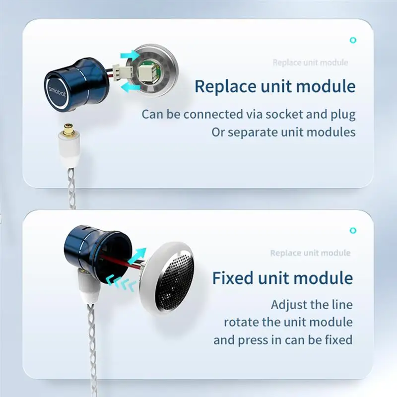 

Smabat M0 Module Wired Earbuds 3.5mm Driver Module Upgrade 15.4mm Titanium Plated Detachable MMCX Cable Headphone DIY assembly