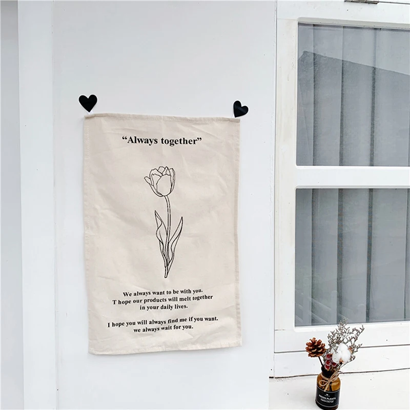 

Nordic Ins Cloth Flower Wall Hanging Tapestry Fabric Hand-drawn Wall Tapestry