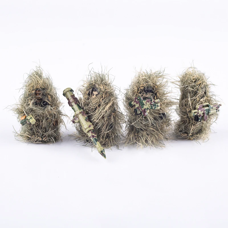 6 шт. фигурки костюма гилли строительные блоки военный камуфляж аксессуары для