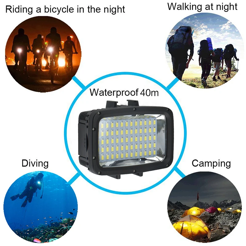 

60 Pcs SL-101 LED Diving Camera Video Fill Light 1800LM Photography Lamp Underwater Diving Light for GoPro Action Camera