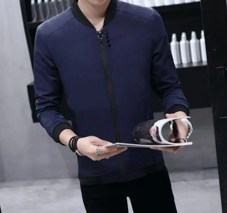 

2019 New Spring Autumn Casual Solid Slim Bomber Jacket Men Fashion Overcoat Baseball Jackets Men's Streetwear Jacket