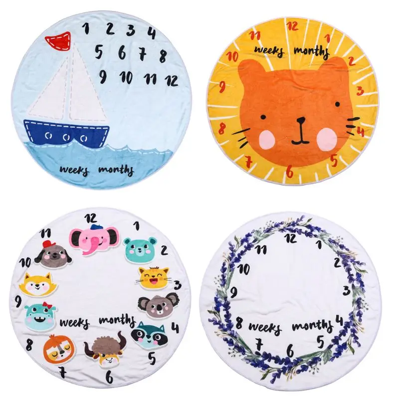 Детское одеяло с животным принтом ежемесячный фон для фотосъемки новорожденных