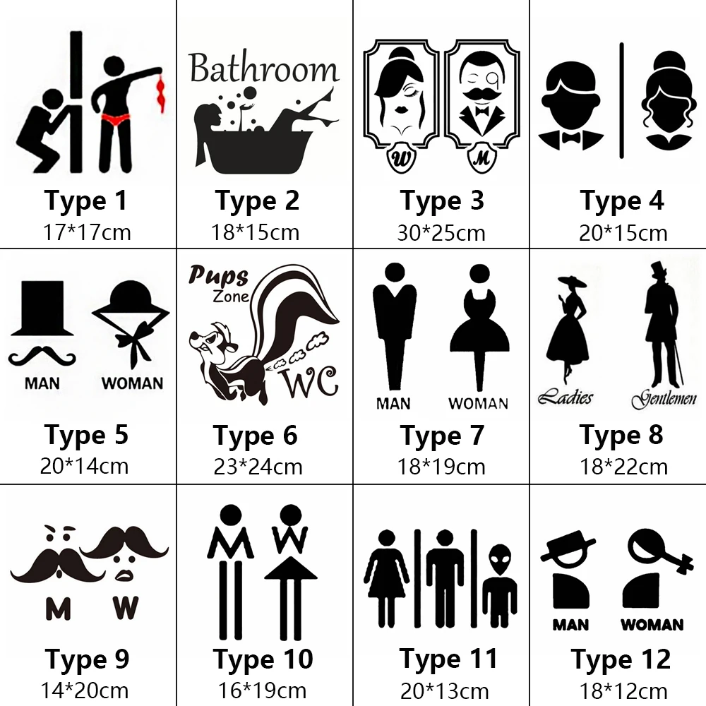 WC знак входа в туалет наклейки на дверь для общественного места украшение дома