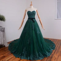 dark green lace appliques sweetheart beading sashes evening dress a line 2016 vestido de festa new design sexy long prom dresses