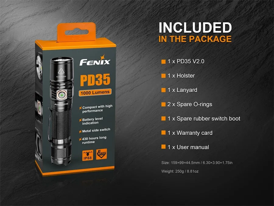 Светодиодный тактический фонарик Fenix PD35 V2.0 2018 Edition V2 1000 люмен CREE XP L HI V3|Фонарики и