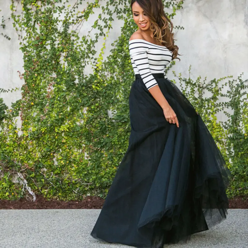 Нам Женская Мода Летнее Длинное Двойка фатиновое платье макси в полоску без