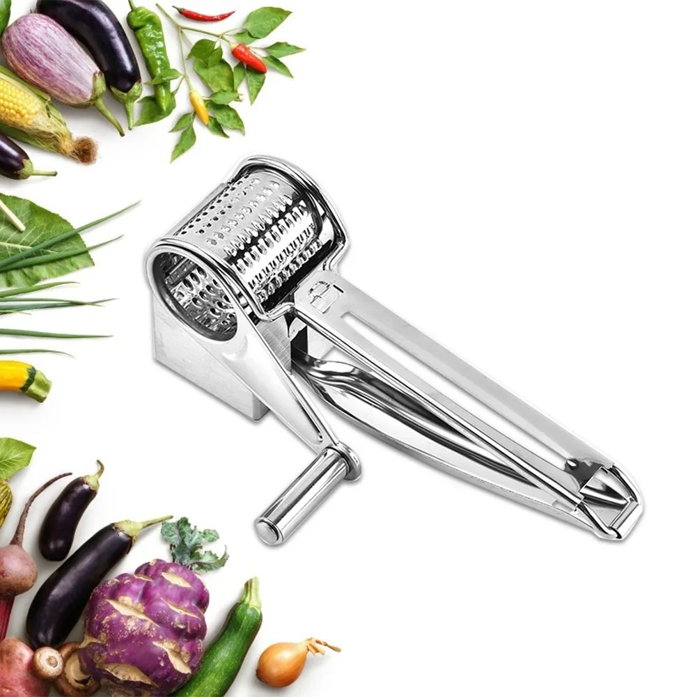 

Stainless Steel Cheese Grater Multi-function Kitchen Rotary Planer Cylinders Vegetable Chocolate Cutter Slicer Shredder