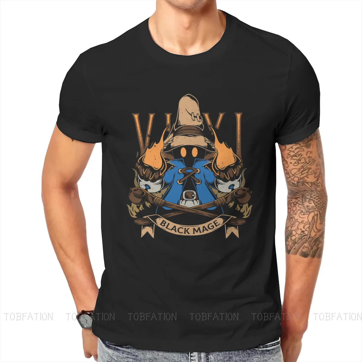 

Final Fantasy Cid Game Newest TShirt for Men Vivi Black Mage Round Neck Basic T Shirt Gift Clothes Streetwear Big Size