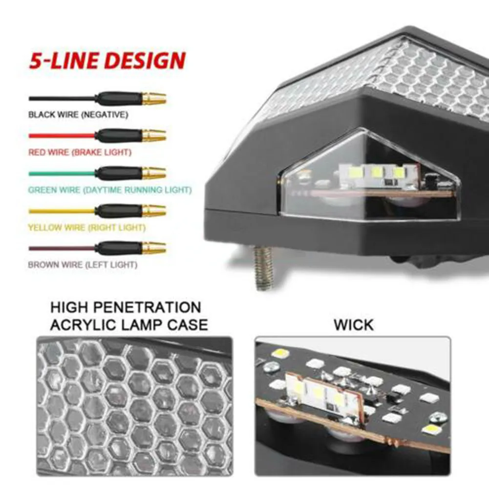 

Smoked Color Turn Signal Light Tail Light 1 Pcs DC 12V License Plate Integrated