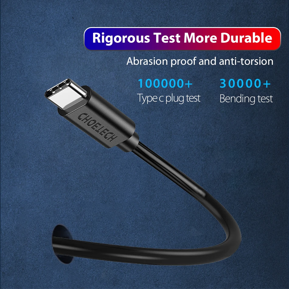CHOETECH 3 м USB C к USB C кабель для samsung Galaxy S9 S8 Note 9 8 Поддержка PD 60 Вт QC3.0 3A шнур быстрой зарядки для устройств type-C