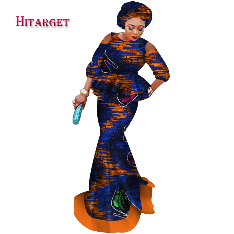 Африканские платья для женщин топ + юбка головной платок костюм из 3 предметов