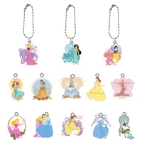 disney classic princess pattern acrylic doll keychains resin pendant key chain children girls jewelry creative design prs118