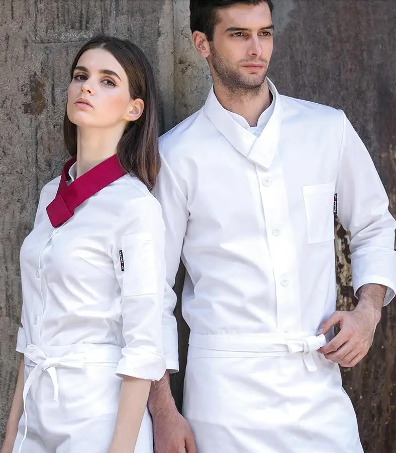 Белый костюм повара куртка шеф для ресторана модная Униформа одежда с короткими