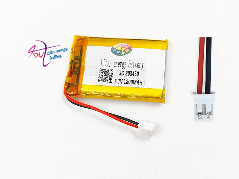 3,7 в 1800 мАч литиево-полимерный lipo аккумуляторная батарея с JST PH 2,0 мм 2pin разъем для MP3 DVD, Pad камера gps ноутбук 803450